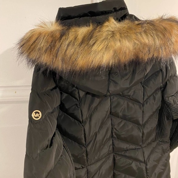 MICHAEL KORS PLUS SIZE FAUX-FUR-TRIM HOODED DOWN PUFFER COAT BLACK NWT Size PXXL - Picture 7 of 11